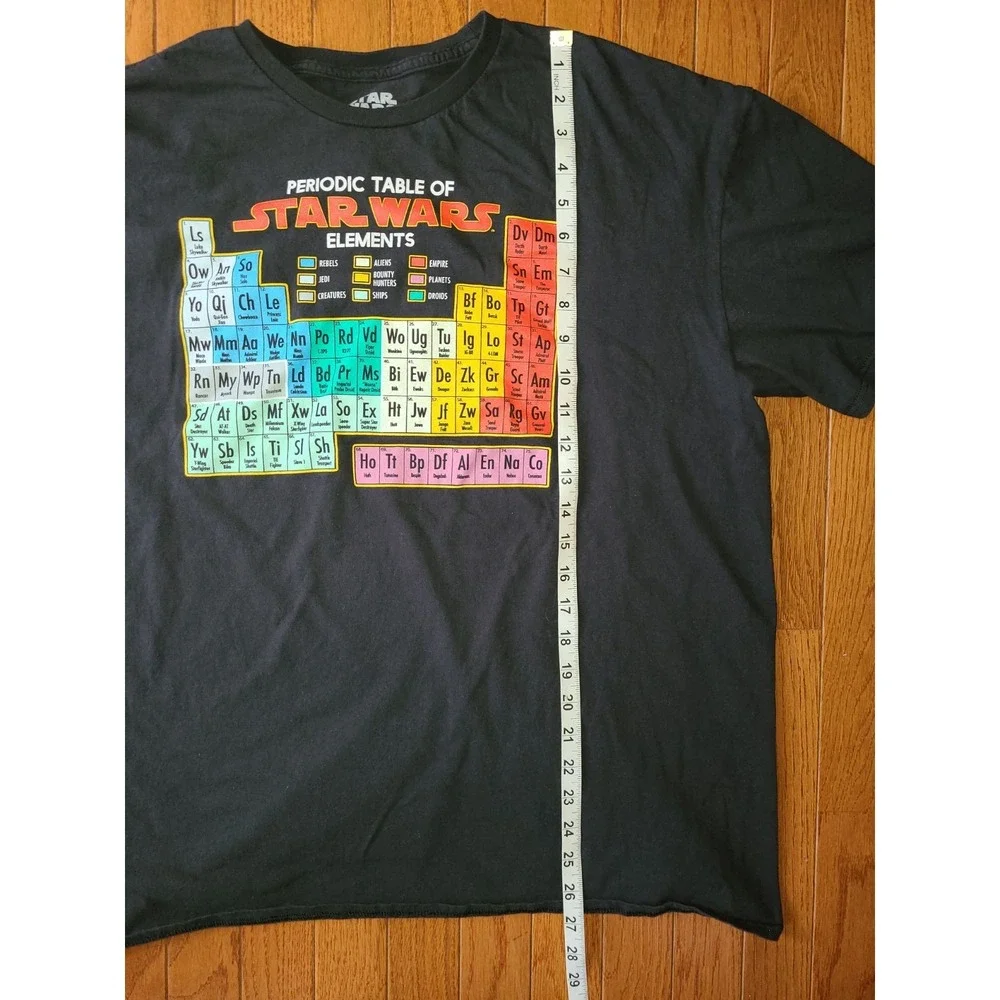 Star Wars Periodic Table Graphic T-Shirt Mens 2XL Science Geek Nerd Sci-Fi Black